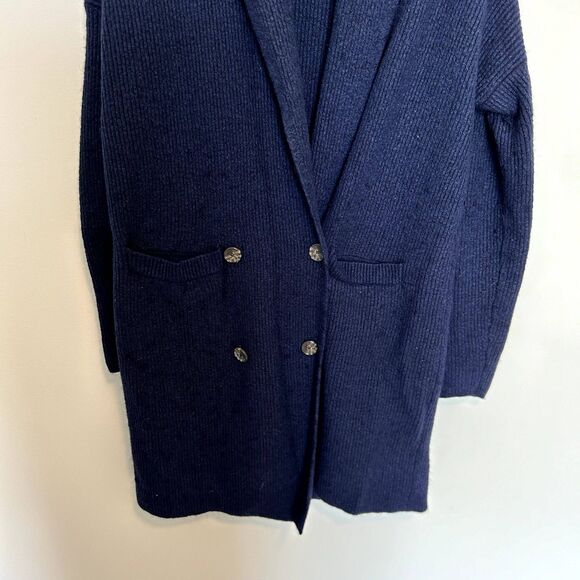 J.crew Long Sleeve Double Breasted Cardigan Jacket Navy XXS Wool Alpaca - Picture 3 of 16
